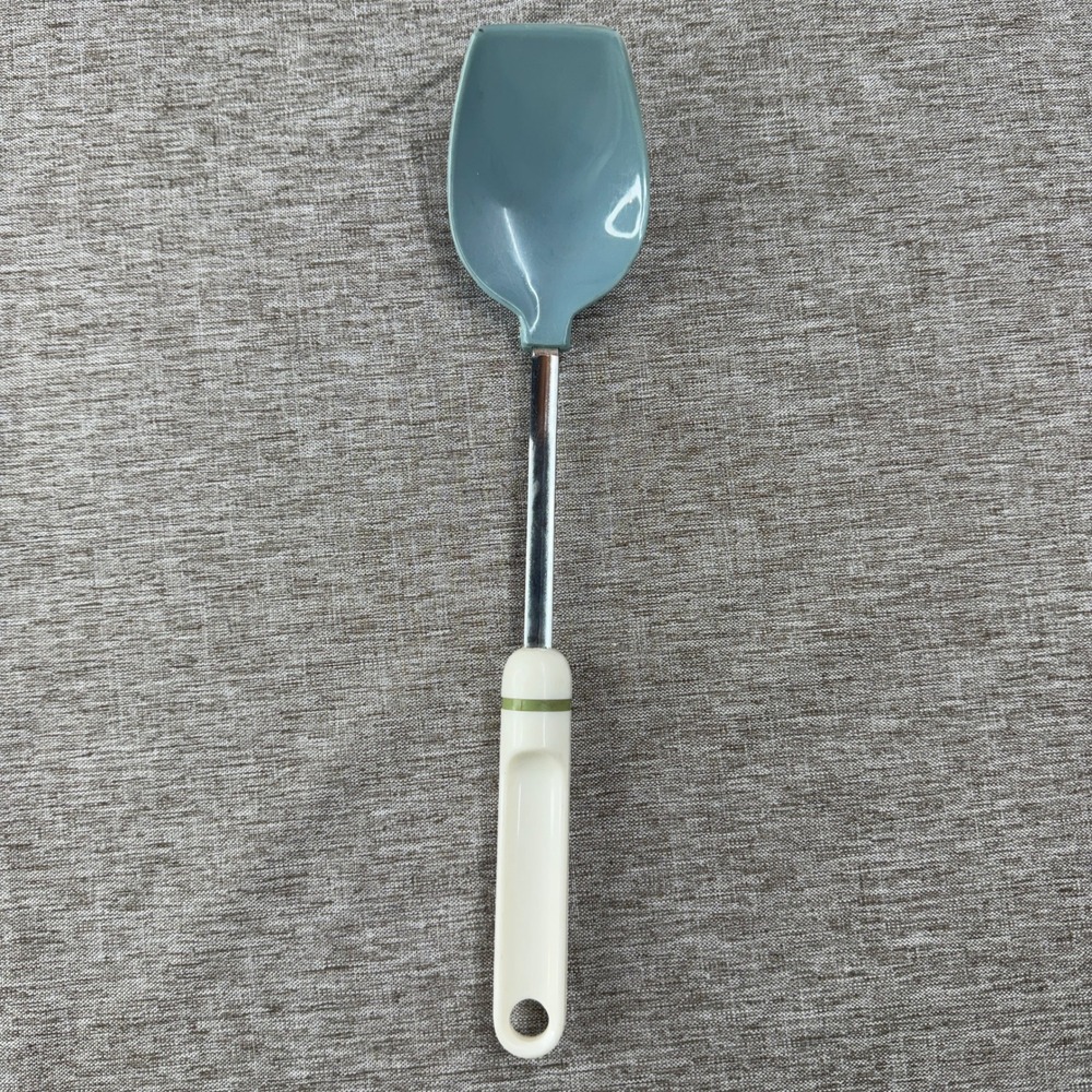 Vintage Melamine Serving Spoon Teal Green Stainless Steel Cream Handle Utensil
